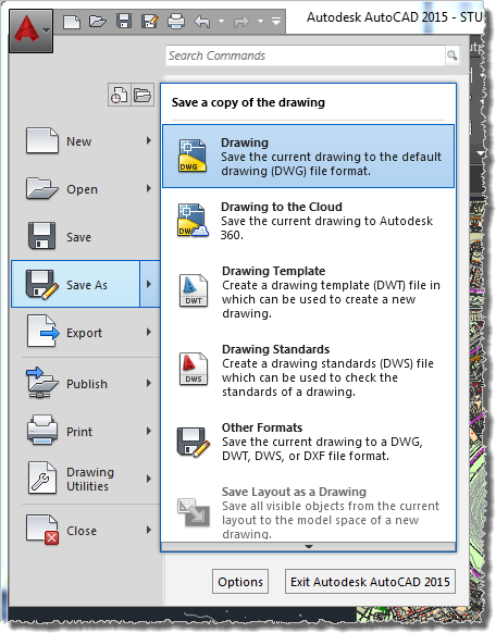 SaveAs menu