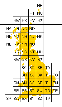 100km squares covering Great Britain