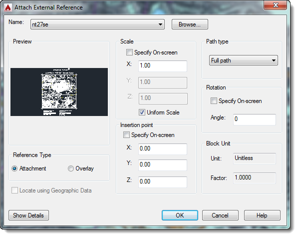 AutoCAD attach external reference