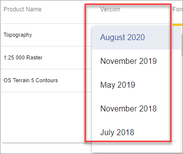 Version options for OS MasterMap®Topography