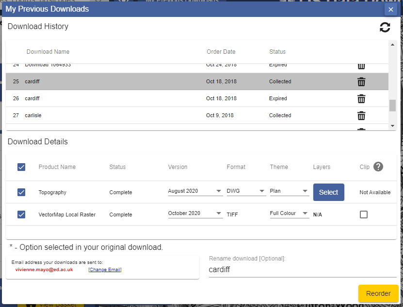 Previous downloads tool