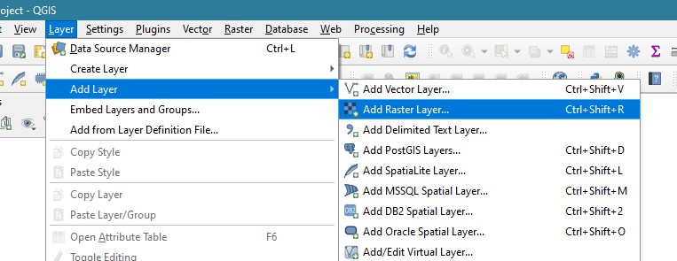 Open Layer menu