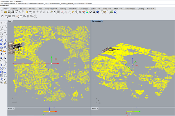 Rhino window with BHA data and Topography data displayed