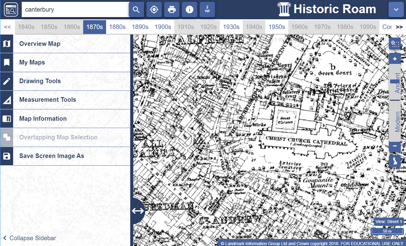 1870s map in Ancient Roam