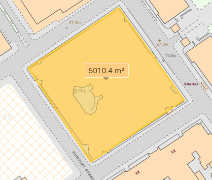 map with an area measurement