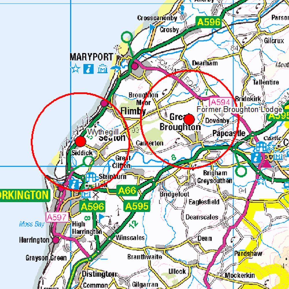 small scale map of Cumbria with wind farm locations